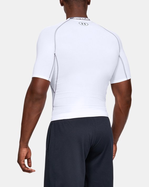 Men's UA HeatGear® Armour Short Sleeve Compression Shirt, White, pdpMainDesktop image number 1